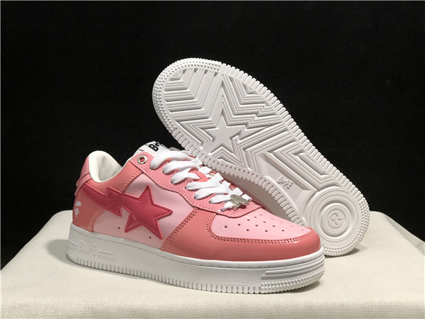 Women's Bape Sta Low Top Leather Pink Shoes 0022